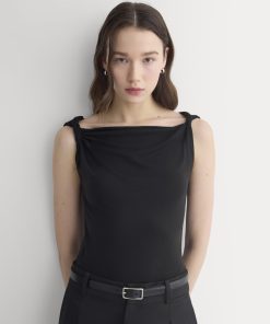 Cowl Neck Twist Tank in Butterluxe | Black