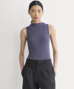 The Luxe Rib Funnel-Neck Tank | Graystone