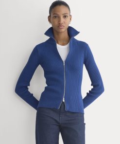 Full-Zip Ribbed Jacket in Everyday Cotton | Estate Blue