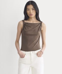 Cowl Neck Twist Tank in Butterluxe | Deep Taupe