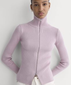 Full-Zip Ribbed Jacket in Everyday Cotton | Burnished Lilac